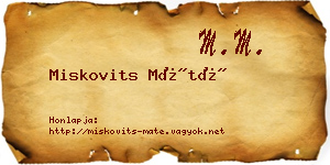 Miskovits Máté névjegykártya